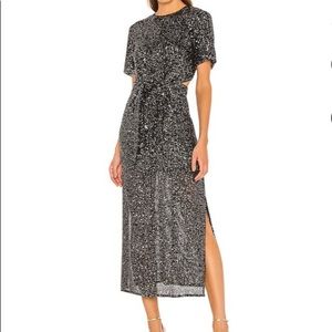 NWOT Lustre midi dress in black sequin